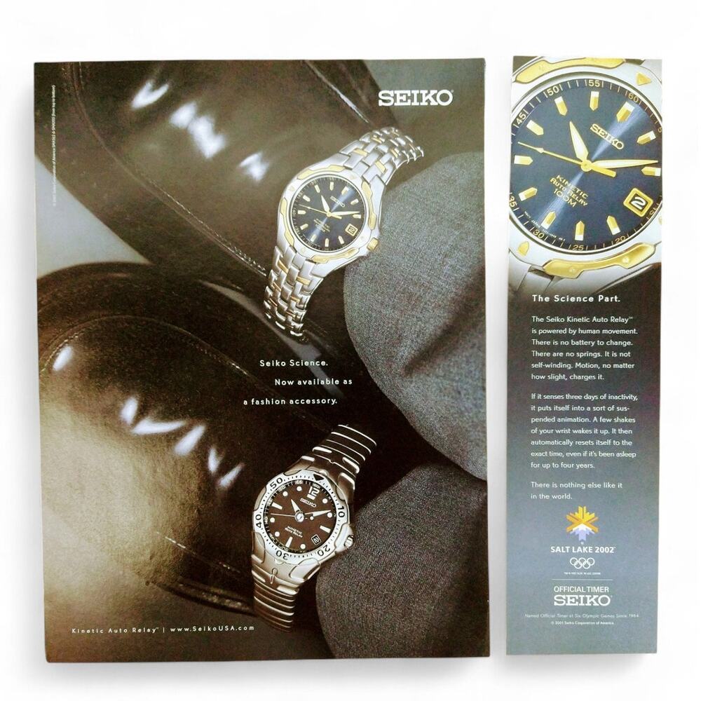 2001 Seiko Kinetic Watch Print‎ Ad Worn on Shoes Fashion Whimsy Accessory Humor